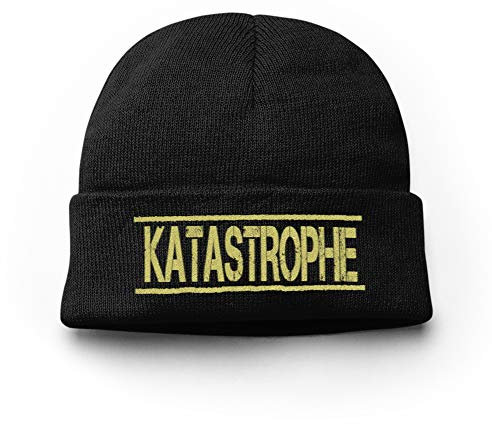 tshirtladen Mütze Katastrophe Wintermütze Unisex perfekt für den Winter, Farbe: Schwarz