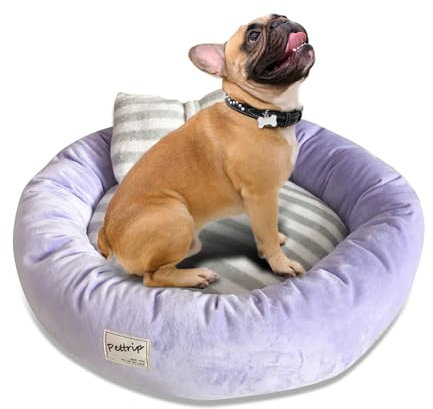 PETCUTE Hundebett Katzenbett Waschbar Hundesofa Rund Kissen Bett Wildlederimitat Haustierbett für Grosse Mittlere kleine Hunde Katzen(M-55 * 15 cm Lila)