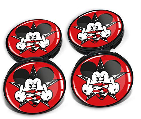 4 x Nabendeckel 60mm Durchmesser Nabenkappen Felgendeckel Felgenaufkleber Gel Emblem Doming für Auto Felgen Kfz Tuning Zubehör Radnabenkappen DM006 (Nr. 15 Mickey Mouse rot, Nabendeckel Set)
