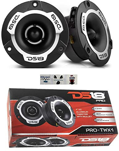 2 DS18 Pro-TWX1 Super tweeter Bullet de 9,60 cm 96 mm de diámetro 120 vatios rms y 240 vatios máx 4 ohmios 103 db sensibilidad 4 cm Profundidad, por par + 3 Stickers Gratis