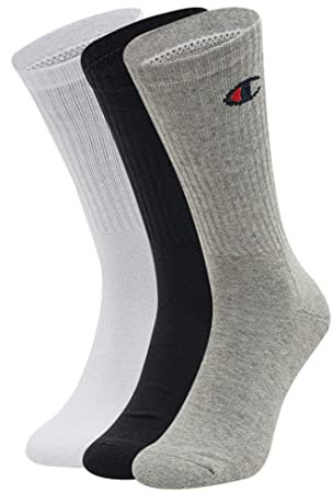 Champion Core 3PP Crew Calzini, Unisex - Adulto, Grigio (Melange Chiaro)/Bianco/Nero, 43-46 EU