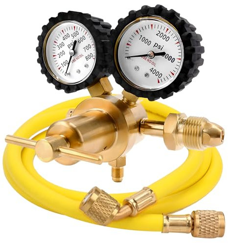 Nitrogen Regulator with 0-800 PSI Delivery Pressure, 60 Hose CGA580 Inlet Connection and 1/4'' Male Flare Outlet Connection