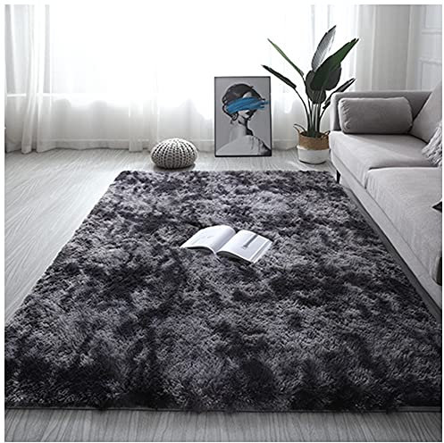 DAIHAN Kunstfell Teppich Super Weich Teppich für Wohnzimmer Schlafzimmer Kinderzimmer Flauschig Shaggy Teppiche Modern Hochflor Plüsch-Teppich Bettvorleger Sofa Matte,Grau1,50x80CM