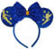 Blue Sequin Minnie Mouse Inspired Tinker Bell Peter Pan Alice Headband With Big 5 Sequin Top Bow & Jewel Handmade