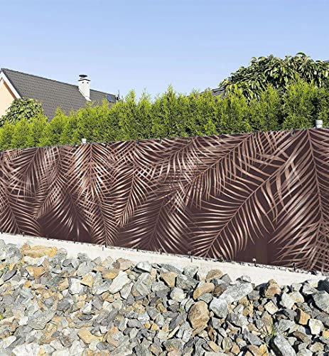 MyMaxxi Zaunbanner Sichtschutz - Bronzefarbende hängende Palmenblätter - Abdeckung für Terrasse Zaun - Windschutz Sonnenschutz Blickdicht - Zaunverkleidung wetterfest -