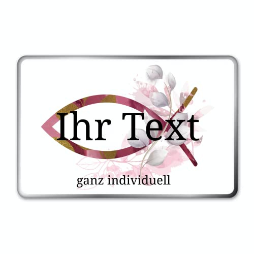 Geschenkbox Fisch Aquarell, Kommunion & Taufe, personalisiert, Rot | Rote Geschenkbox mit Aquarell-Fisch und Wunschname – Dose zu Kommunion, Firmung und Taufe als Andenken