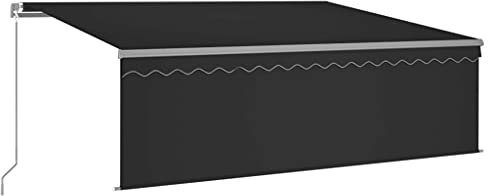 Hommdiy Gelenkarmmarkise Einziehbar mit Jalousie LED Markise Sonnenmarkise Balkonmarkise Sonnenschutz Sichtschutz Terrasse Balkon Garten Anthrazit 4 x 3 m