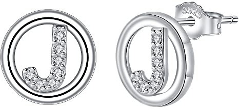 J.MUEN Buchstaben Ohrringe Silber 925,Ohrringe 26 Briefe A-Z Alphabet Initiale Schmuck für Mädchen Damen Geschenke für Geburtstag
