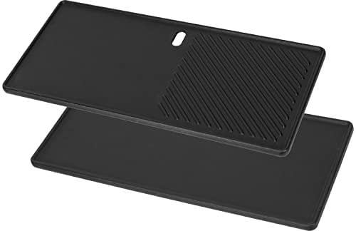 WELL GRILL 43 x 20,5 CM Gusswendeplatte Gusseisen Grillplatten für Landmann Triton 2, Charbroil, Monroe Pro 3, Boston 3 & Colorado 3 Gasgrill, Gussplatte Plancha Grill Zubehör