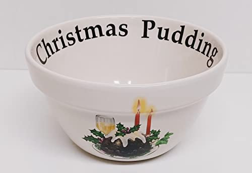 Rainbow Decors Pudding Cake Christmas Pudding Ceramic Decorated Baking Bowl Basin 35 oz 990 ml Hand Decorated UK