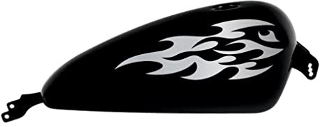 DualColorStampe Aufkleber kompatibel mit Harley-Davidson Tribal Flamme Tank DX-SX Sticker Moto Motorbike COD.M0228 (Silber)