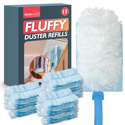SOL 15pk Duster Refill Heads Compatible with Leading Brand, Magic Duster Refills, Soft & Fluffy Disposable Heads, Ideal for Dusting Furniture, Electronics & Shelves, Perfect for Home & Office Cleaning