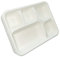 Be4Ever Sugarcane Bagasse 5 Compartment Plates Rigid & Durable Divided Disposable Plates for Hot, Cold, Wet & Oily Food Portion Control Plates Eco-Friendly (5 Compartment (Pack of 25))