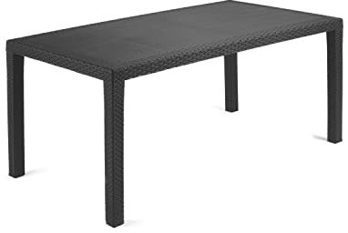 duehome | Mesa Fija Exterior, Mesa Polipropileno, Mesa Comedor Outdoor, Modelo Malu, Acabado en Antracita, Medidas: 138 cm (Largo) x 78 cm (Ancho) x 72 cm (Alto)