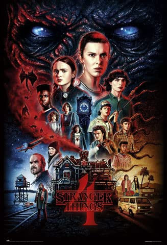 empireposter Stranger Things 4 - Vecna´s House - Poster Plakat Druck - Größe 61x91,5 cm + 2 St Posterleisten Kunststoff 62 cm transparent