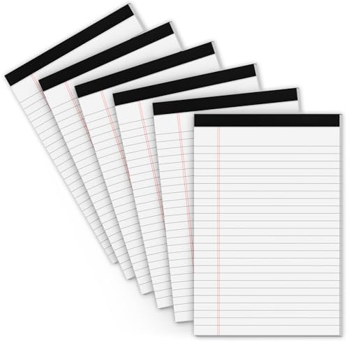 Legal Blöcke, 12,7 x 20,3 cm, kleine Notizblöcke für die Arbeit, 6 Stück Schreibblöcke, 12,7 x 20,3 cm, liniert, mikroperforiert, dezent, 80 g/m², 12,7 x 20,3 cm, Notizblock, schmal, liniert, 30 Blatt