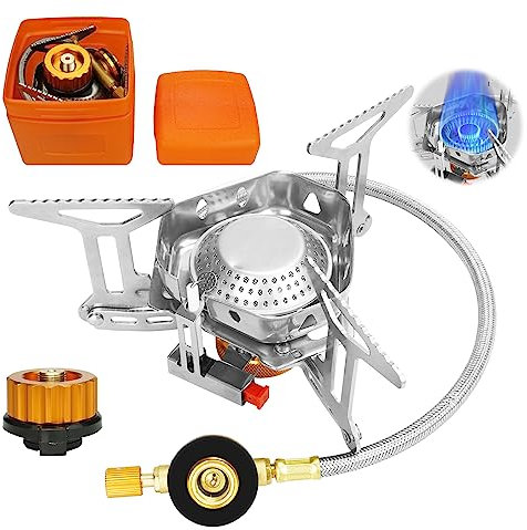 LAMTOR Windproof Camping Stove, 3500W Camping Stove Gas Portable with Piezo Ignition&Carry Box, Collapsible Backpacking Gas Stove for Outdoor Cooking/Picnic/Camping/Hiking/Trekking/BBQ