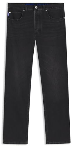 HUGO Herren Jonah Regular-Fit Jeans aus mittelblauem Stone-Washed Baumwoll-Denim