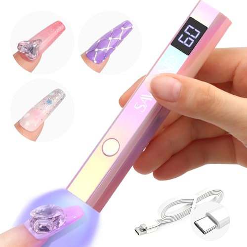 Saviland Lampe U V Ongles Gel sans Fils, 12W Lampe à Ongles Portable avec Affichage LCD, Mini Lampe U V Pour Durcir Colle à Ongles Capsules Vernis Semi Permanent Gel Construction Ongle