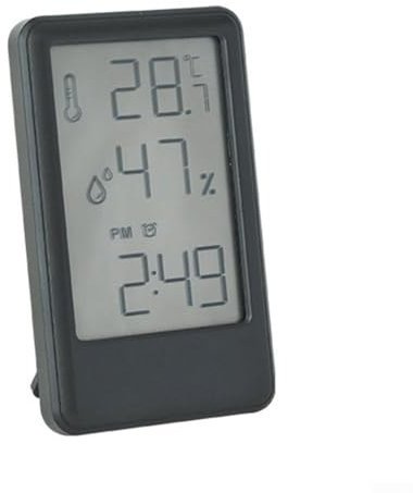 Indoor Digital Thermometer Hygrometer, Room Temperature Gauge Humidity Monitor With Alarm Clock, Easy To Read, Max/Min Records, For Offices, Home, Kitchens, Babyrooms(Black)