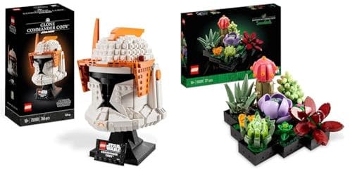 LEGO Star Wars Clone Commander Cody Helm Set für Erwachsene & Icons Sukkulenten Künstliche Blumen Set für Erwachsene, Blumenstrauß-Bausatz