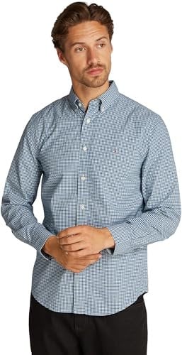 Tommy Hilfiger Men’s Flex Poplin Gingham Regular Fit Shirt, Multicolor (Nouveau Green/Multi), XL