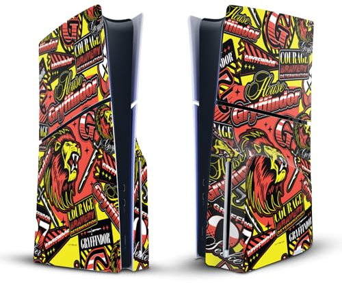 Head Case Designs sous Licence Officielle Harry Potter Motif Gryffindor Graphiques Vinyle Autocollant De Jeu Peau Autocollant Compatible avec Sony Playstation 5 PS5 Slim/Pro Disc Edition Console