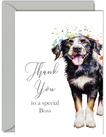 Dankeskarten für den Chef - Party Hund - Dankeskarten für den Chef vom Mitarbeiter Kollege, herzliche Wertschätzungskarte A5 Dankeschön Grußkarten