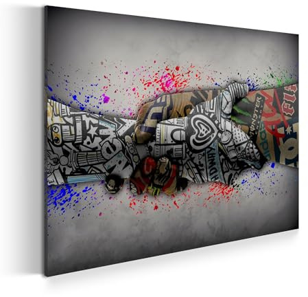 Graffiti Street Art Hände Wandbild Leinwandbild Kunstdruck XL Wanddeko Größe 150x100x4cm