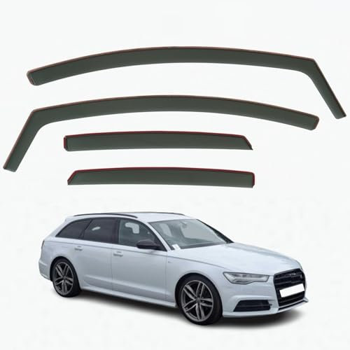 Set mit 4 Windabweisern, kompatibel mit Audi A6 S6 RS6 Avant 5-Türer Kombi / Allroad 2012 2013 2014 2015 2016 2017 Modelle.
