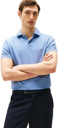 Tommy Hilfiger Herren Poloshirt Kurzarm 1985 Regular Fit, Blau (Brisk Blue), S