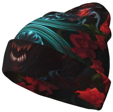 PHAYAH Red Eye Monster Stamp Herren Knit Cuffed Beanie Unisex Beanie für Damen und Herren Strickmütze Wintermützen