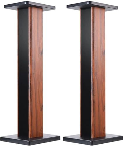 Suuiwau 36 inch(90cm) Wood Grain Speaker Stands Universal Speaker Stands Floor Pair Heavy Duty Surround Sound Studio Monitor Stand for Home Theaters with Sand Filling Tuning Function
