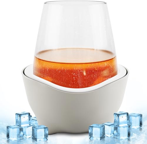 Stemless Wine Glass Chiller, Separable & Refreezable Wine Cooler to Keep the Chill in Your Glass, New Wine Accessory Perfect Gift for Wine Lovers, Grey