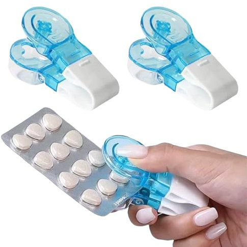 2 Stück Tablettenausdrücker,Tablettenteiler für Alle Tabletten,Klein Tragbare Pillendose,Pillenschneider Schneider,Pillenteiler Tablettenteiler,Schluckhilfe Tablettenschneider für Alle Tabletten