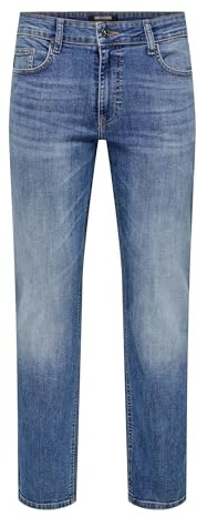 ONLY & SONS Herren Male Slim Fit Jeans Mittlere Taille Normal Geschnitten Onsweft Reg. Box Azg DNM Mu Otl, Medium Blue Denim, 31W / 34L EU