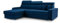 FurniShop24 Ecksofa mit Schlaffunktion und Bettkasten - Schlafsofa L Form 236x165 cm mit verstellbaren Kopfstützen und dekorative Kissen, Eckcouch Focus Dunkelblau