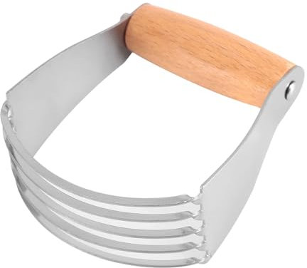 Pastry Blender, Stainless Steel Pastry Cutter with Wooden Handle, Professional Dough Blender, Kitchen Food Mixer for Baking Bread, Pizza, Cake, Cookie Dough