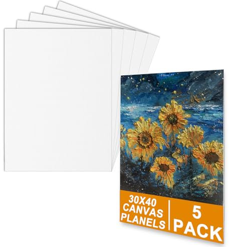 Pack de 5 toile 30x40, set de toiles en carton 3 mm. Toile peinture lisse, idéale pour pros et débutants. Parfaite comme toile a peindre, toile vierge pour l'acrylique et autres médiums.
