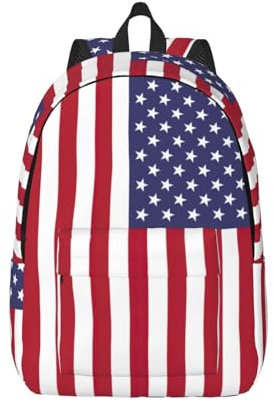 JEJEA Zaino da donna con stampa bandiera americana, zaino da viaggio per computer portatile, infermiera, zaino da giorno per weekender, Nero , M