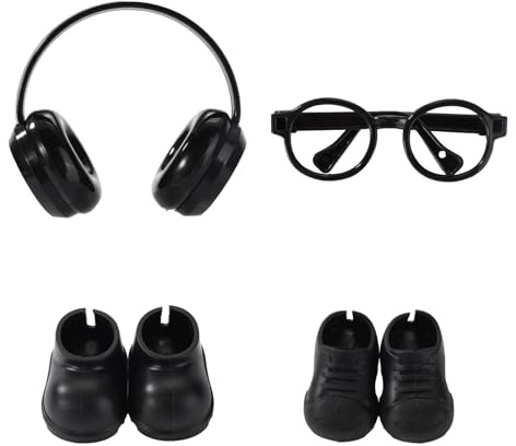 4st Puppen Zubehör Set, Cool Puppen Brille und Schuhe Kopfhörer Modisches Stylisches Kleidungszubehör für 15cm/17cm Große Dolls Sammlergeschenk