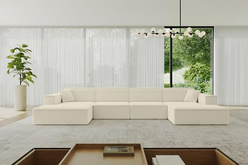 ALTDECOR Ecksofa in U-Form IREA-U2-v4 386x165x77 - Beige | Corner Sofa Bett Eckcouch Couch Wohnlandschaft Cauchsofa