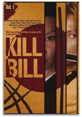 HASUEQWERURU Kill Bill Poster Volume 1, ästhetische Wandkunst, Dekor, Vintage-Leinwand, dekoratives Gemälde-Poster, Wohnzimmer, Schlafzimmer, Derektor, 30 x 45 cm, ungerahmter Stil