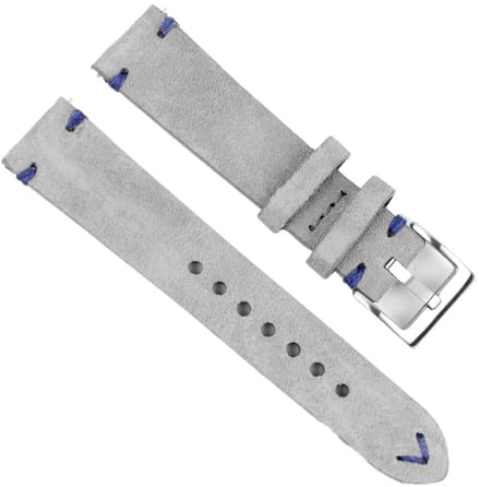 NIUSABOU Lederarmband, Uhrenarmband Wildleder Schnellverschluss 20mm Mehrfarbig(Gray-Blue Line)