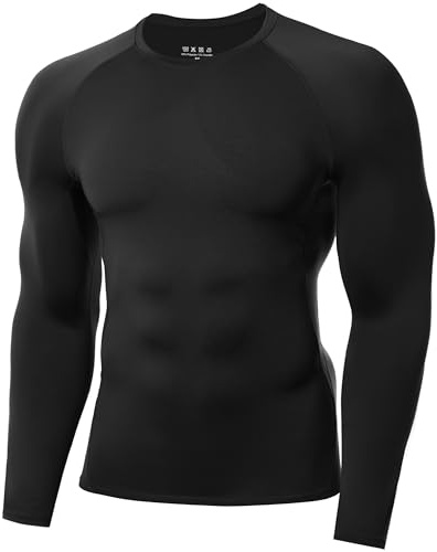 WISMBOX Herren Kompressionsshirt Langarm, Unterziehshirt für Fitness und Sport, Funktionsshirt für Laufen Gym Fußball