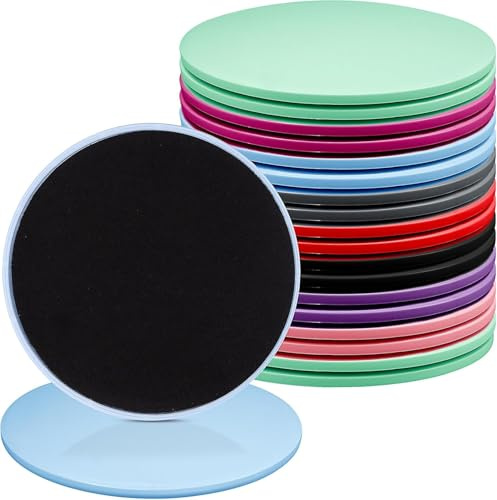 Malloom 20 Pieces Core Sliders Bulk Exercise Glider Discs Gifts for Group Training Classes Fitness Slider for Workout Dual Sided AB Pads for Gym Carpet Hardwood Floor