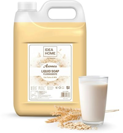 IDEA HOME AROMÉA Sapone Liquido Mani Oat Flakes & Milk – Tanica Ricarica 5 L – per Dispenser Manuali e Automatici – Uso Professionale e Domestico