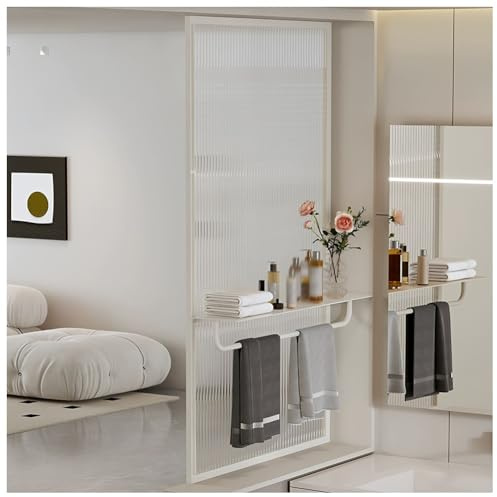 Parete Doccia In Vetro Scanalato Bagno Turco - Parete Divisoria Per Bagno Turco A Pannello Singolo, Divisoria In Vetro Facile Da Pulire Bagno Turco, Soggiorno E Ufficio Domestico(White-a,60x140 cm)