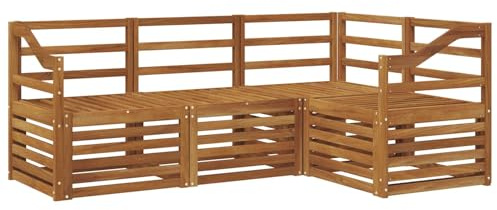 vidaXL Sofagarnituren 4 pcs Natur Massivholz Akazie, Outdoor Sofa, modernes Möbel, robuster Terrassen-Lounge, Garten, Sitzgelegenheit für Wohnzimmer-Set