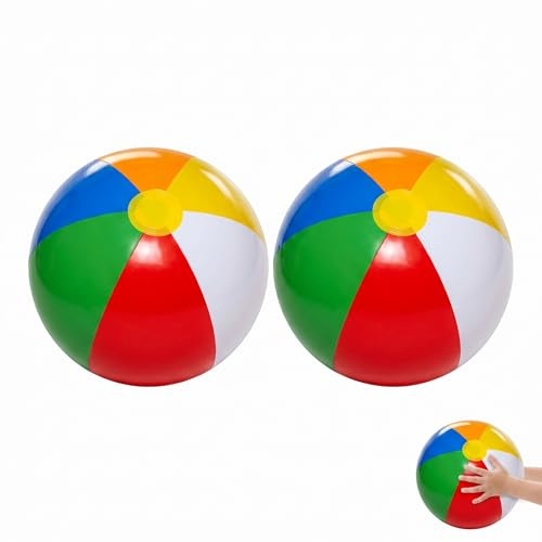 2 Pezzi Palla Gonfiabile Bambini 40cm, Pallone da Spiaggia e Piscina, Giochi Gonfiabili per Mare e Feste all'Aperto, Palloni Colorati per Divertimento in Acqua